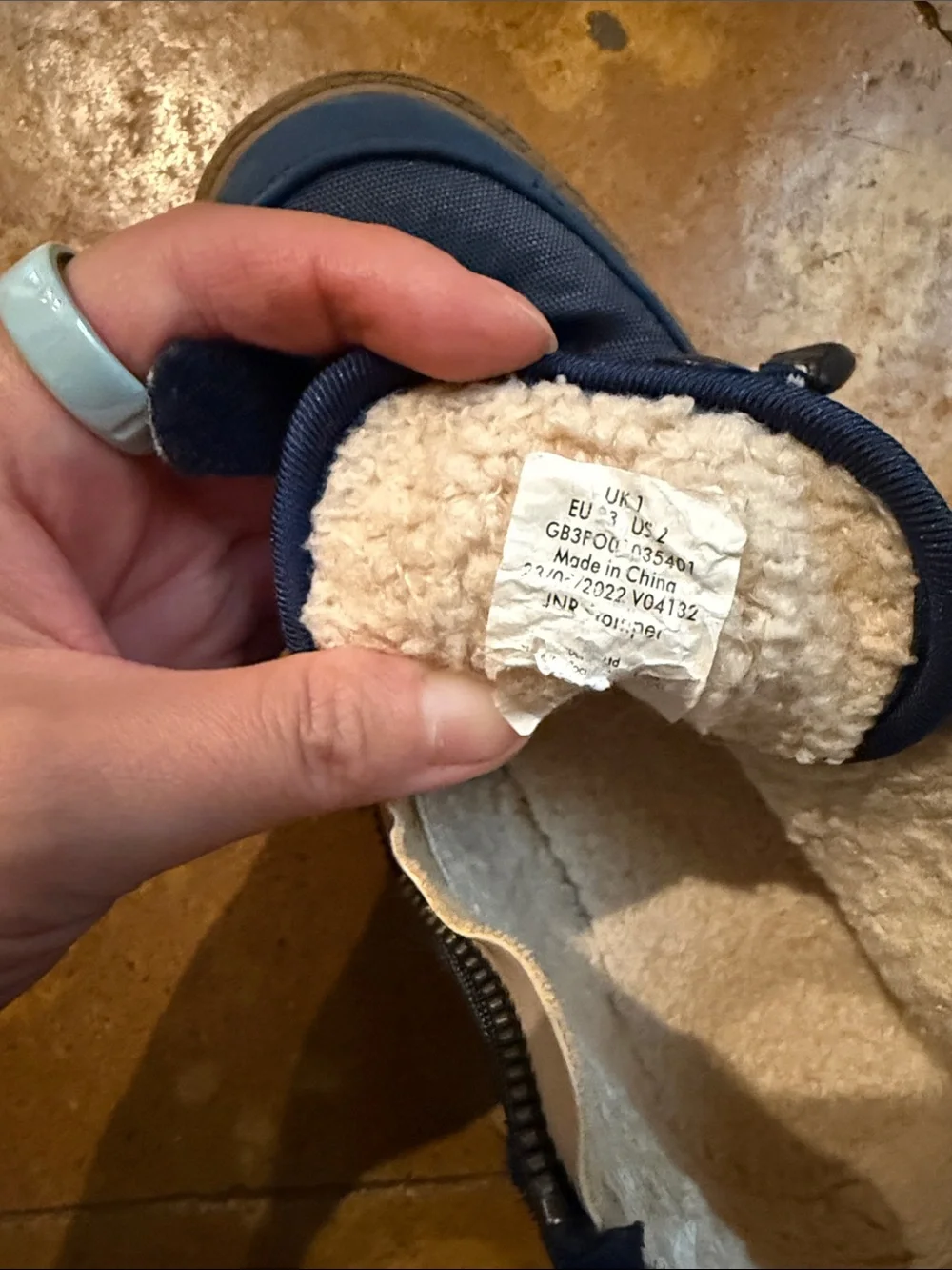 Joules Navy Blue Kids’ Lace-Up Winter Boots with Shearling Trim